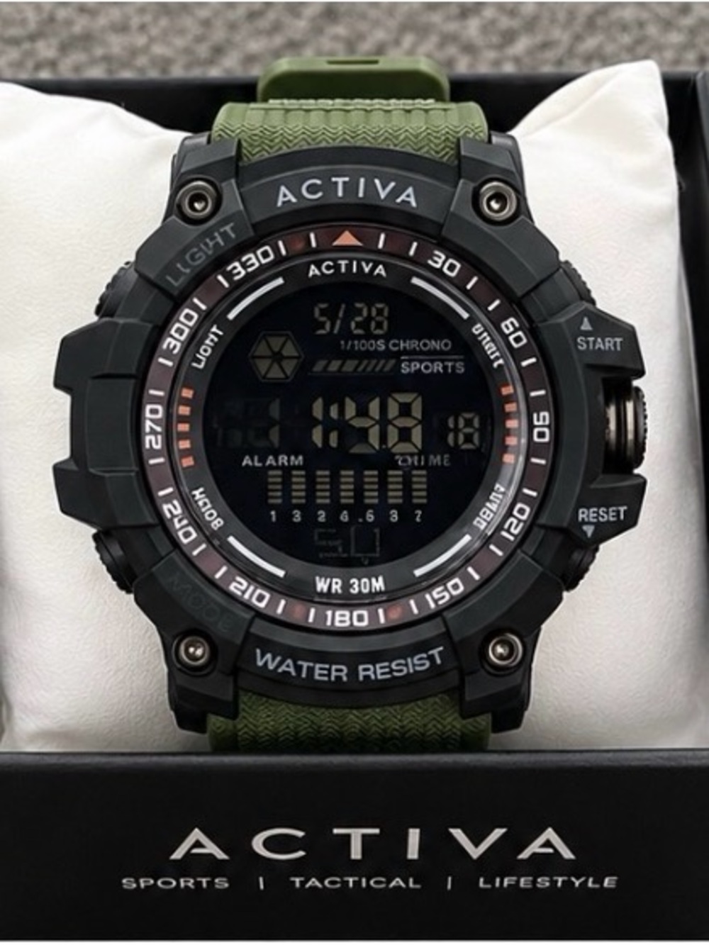Ativa Black Tactical Digital Watch with Green Strap